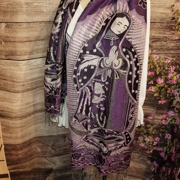 Purple Virgen de Guadalupe Scarf - Picture 2 of 5